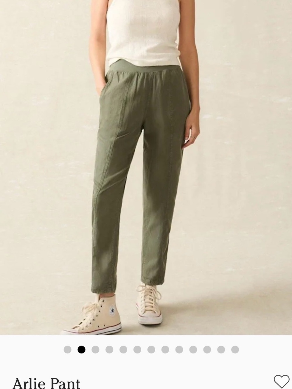 Faherty Arlie Olive Green Women's Cropped Utility Pants